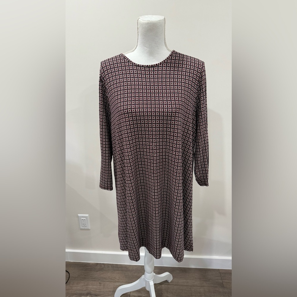 J. Jill Weareaver Collection Geometric Long Sleeve Dress Size Large